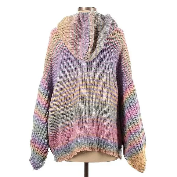 Loveshackfancy Remington Rainbow Ombre Striped Hoodie Medium Large